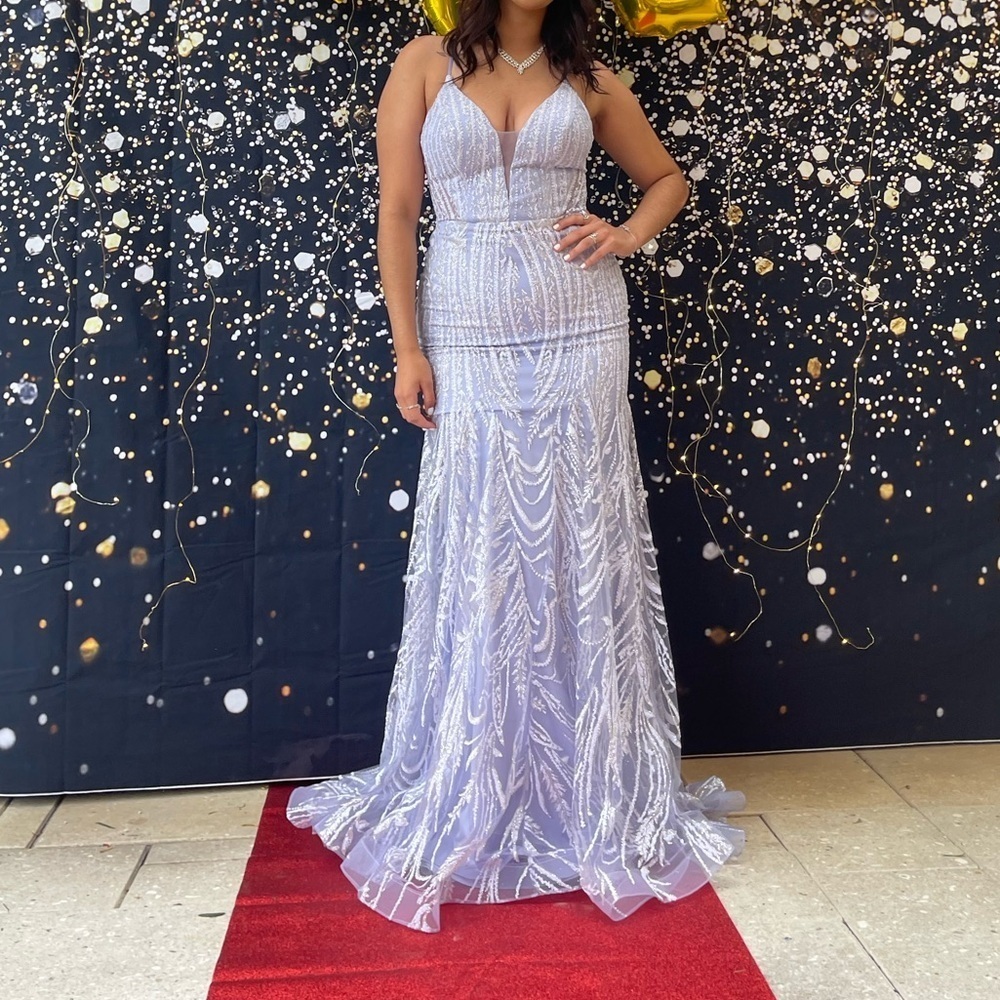 Nox Anabel Stunning Silver Maxi Dress Prom / Wedding guest size 6 - Picture 6 of 7